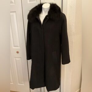 Forecaster Of Boston  Lambswool Coat With Fox Color Black Size 14